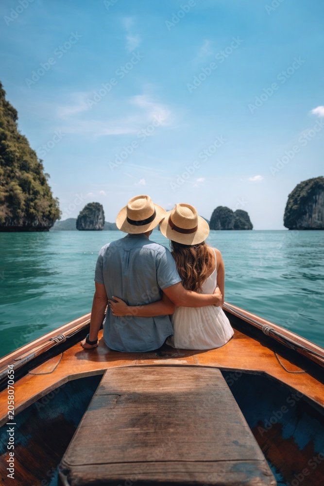 Fototapeta premium Romantic boat journey adventure