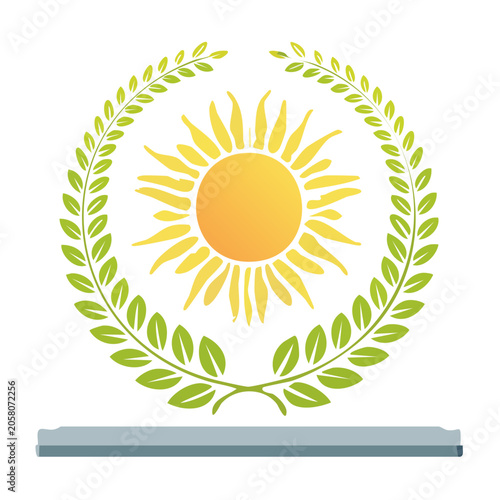 Sun with laurel wreath flat illustration