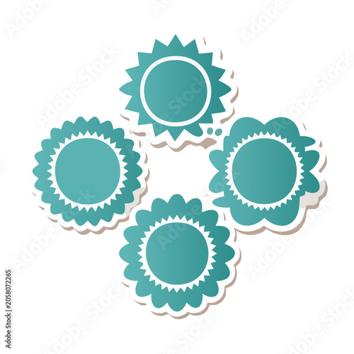Teal Decorative Flowers with Sunburst Petals