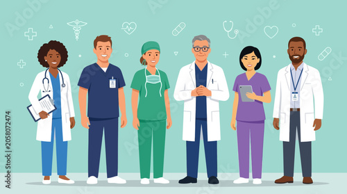 Diverse Medical Professional Team Standing Together