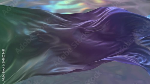 Flowing iridescent fabric with blue and purple light reflections