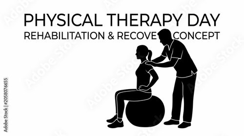 фотографія A physical therapist assisting a patient with rehabilitation exercises on a stability ball