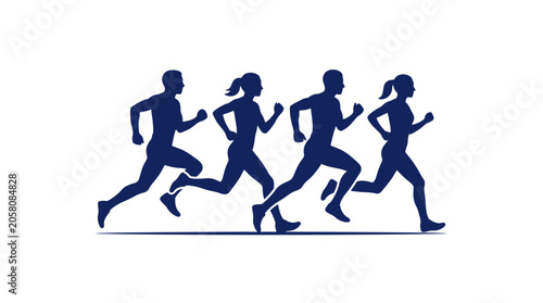 Blue runner silhouettes in line.