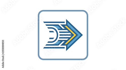 Blue speed arrow symbol icon.