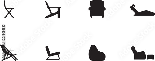 Fotografía Flat style icons of different types of chairs and lounging