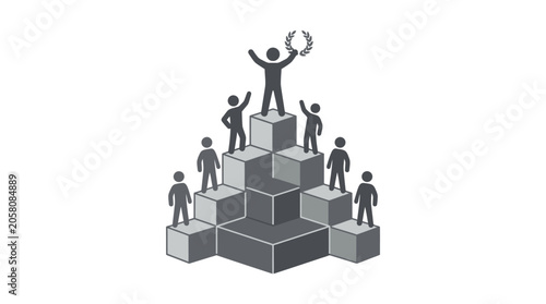 Business leader standing on top of tiered success blocks.