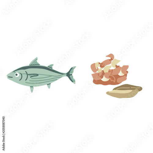 かつおぶしのイラスト（カラー）