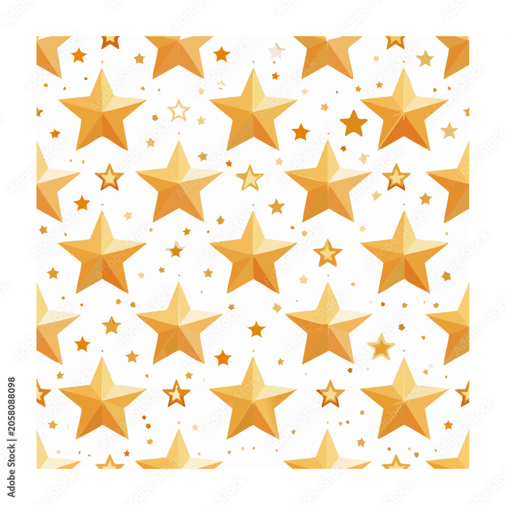Fototapeta premium Seamless golden star pattern on white background