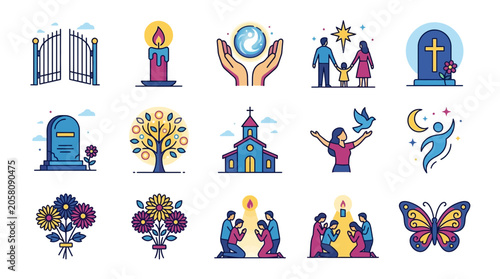 Quadro su tela Spirituality and Religion Icons: Faith, Hope, Life, Death, Peace, Family, Prayer