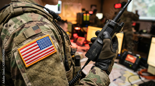 Military Communications Officer Hightech Operations Room
