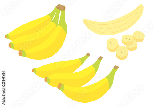 3種のバナナのイラストセット06