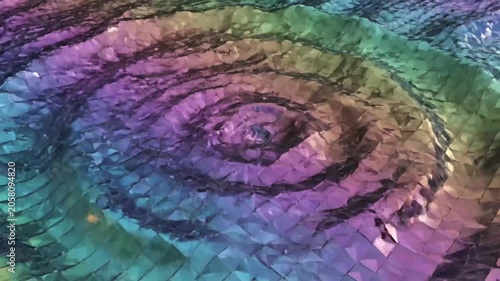 Iridescent geometric crystalline surface with holographic colors