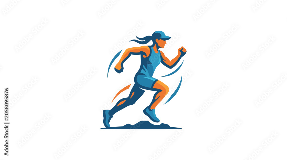 Obraz premium Dynamic illustration of female athlete trail running