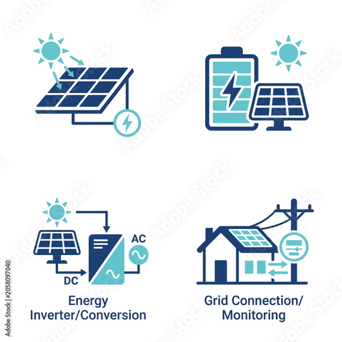 Foto Solar Panels Energy Generation System.
