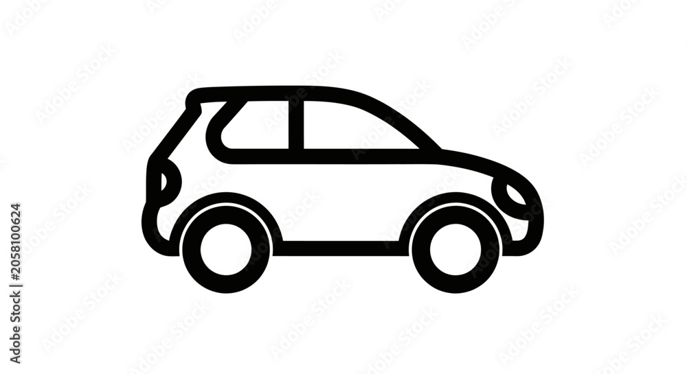 Fototapeta premium Compact hatchback car icon for personal transport.