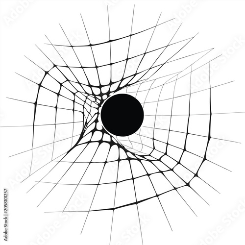 Vászonkép Black Hole, Warped Space, Gravity Vector, Distorted Grid