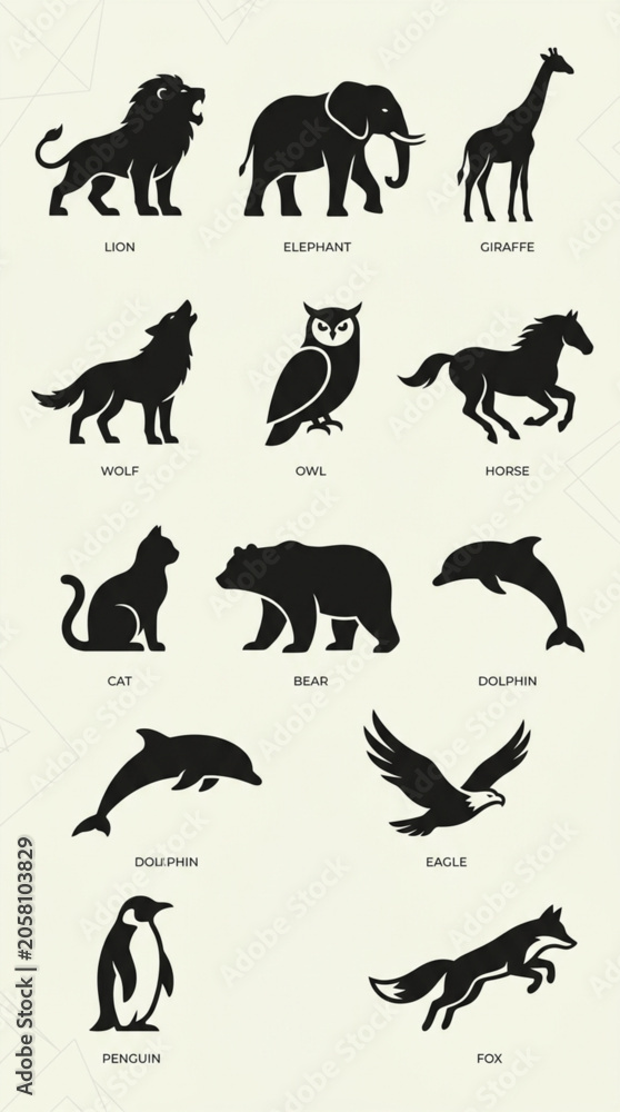 Obraz premium set of silhouettes of animals