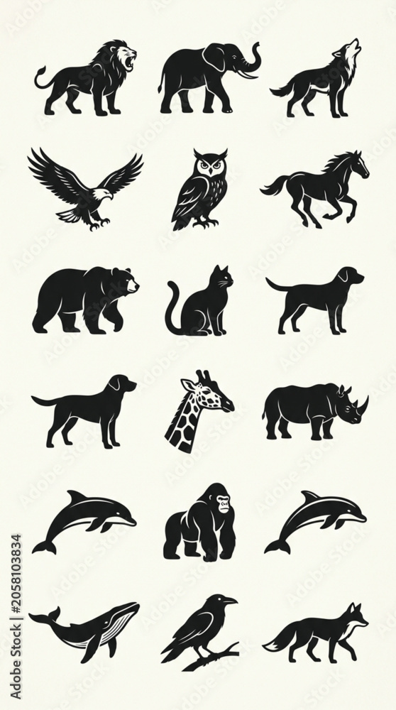 Obraz premium set of silhouettes of animals