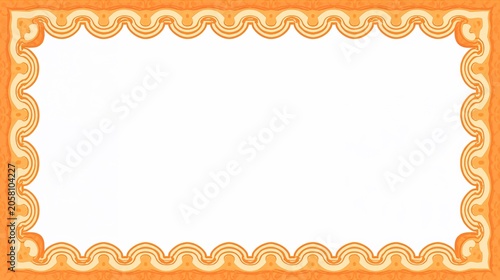 AI Generative. 70s Retro Groovy Wavy Frame with Orange Lines on White Background. 2