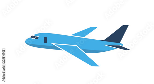 Simplified light blue airplane graphic on white background