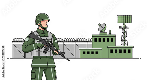 Soldier in uniform holding a rifle on duty.