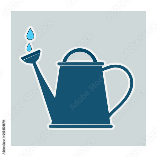 Flat design watering can icon with water droplet