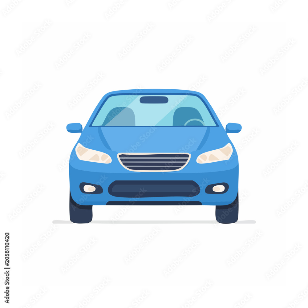 Fototapeta premium Blue 3D render of a car front view