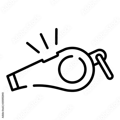 Referee whistle black line icon