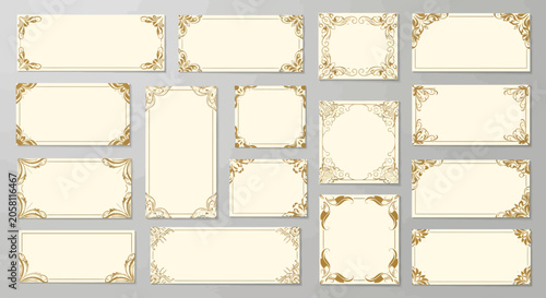 Elegant Gold Victorian Borders and Frames Collection, Decorative Ornate Elements