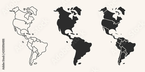 america line map vector illustration.