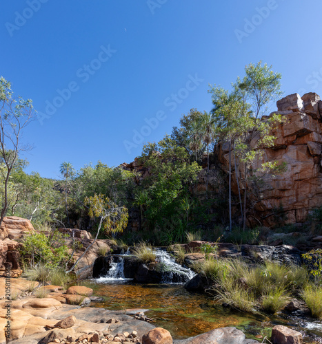 Cascading waterfall at the top section of Champagne Springs, East Kimberley, Western Australia