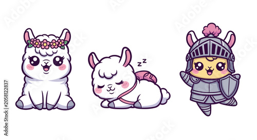 Cute Cartoon Bunnies in Different Costumes and Poses.
