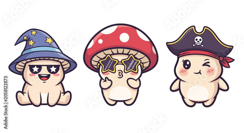 Cute cartoon characters in whimsical costumes and outfits.