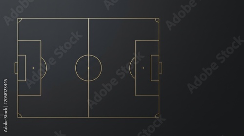 Top-Down View of Simplified Soccer Field with Gold Lines