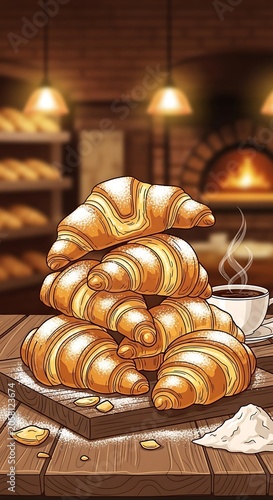 Freshly baked cinnamon rolls on a wooden board.