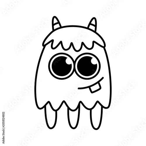 cute monster cartoon doodle design for coloring, stickers, logos, symbol, icons and more