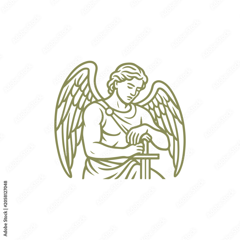 Naklejka premium Archangel Michael Resting Logo