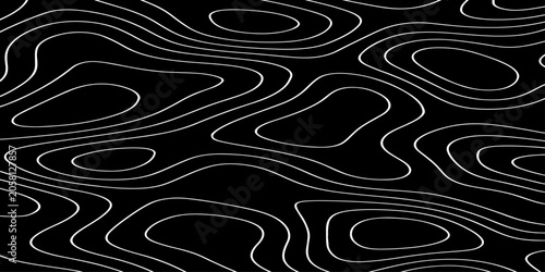 abstract white topographic contour lines vector illustration design technology seamless smooth dynamic motion pattern on black background