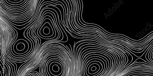abstract white topographic contour lines vector illustration design technology seamless smooth dynamic motion pattern on black background