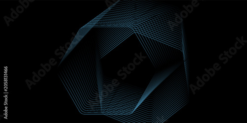 Foto Abstract Geometric Lines Forming Hexagon Shape On Dark Futuristic Tech Backgroun