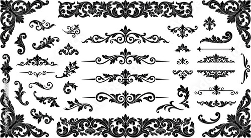 Fotografía Vintage Floral Ornament Frame Collection with Decorative Borders Corners Divider
