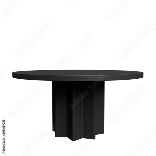 Foto Minimalist Black Round Table on Black Background