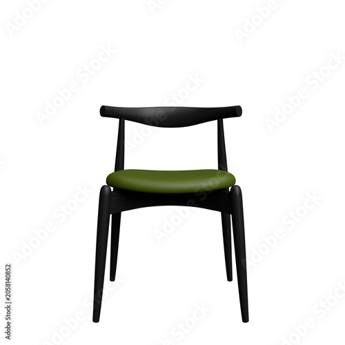 Minimalist Black Chair with Green Cushion
