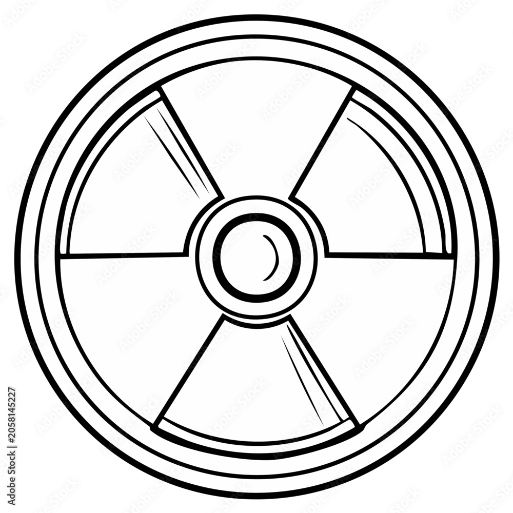 Obraz premium Radiation hazard warning symbol graphic in black and white.