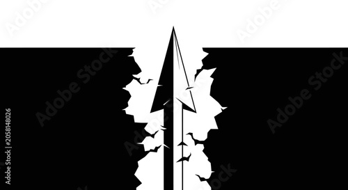 Black and white arrow breaking through.