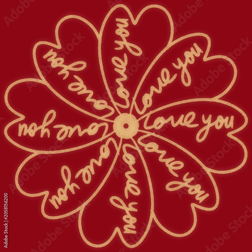 abstract floral background in red with typography 