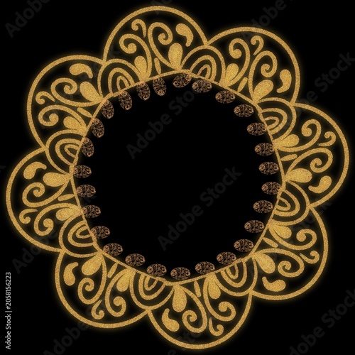 vintage gold frame on black background 