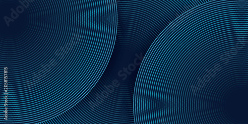 Canvas-taulu Abstract dark blue background with overlapping glowing circle lines