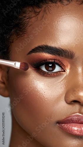 A woman's face with makeup and a brush (1)