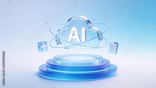 3D Blue Technology Style AI Artificial Intelligence Illustration
